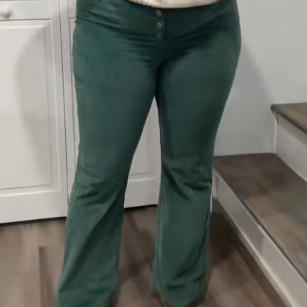 I Can't Forget Green Button Fly Corduroy Pants -L